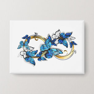Symbool oneindigheid van blauwe Morpho vlinders Button