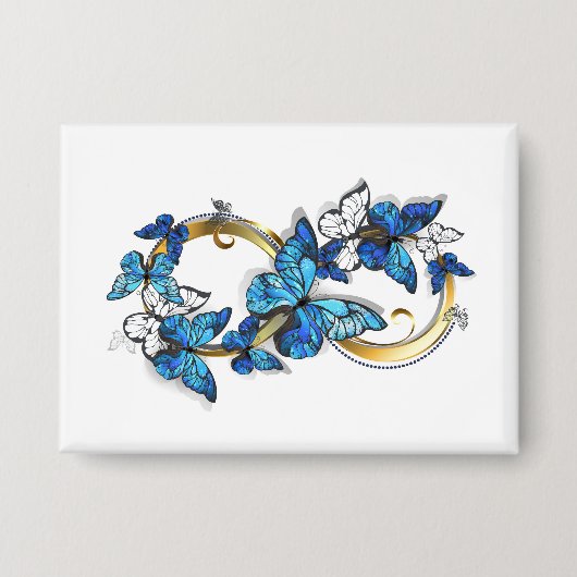 Symbool oneindigheid van blauwe Morpho vlinders Button (Voorkant)