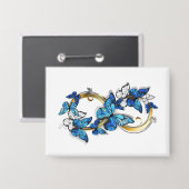 Symbool oneindigheid van blauwe Morpho vlinders Button (Voorkant / Achterkant)