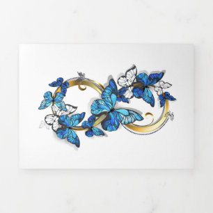 Symbool oneindigheid van blauwe Morpho vlinders Drieluik Uitnodiging