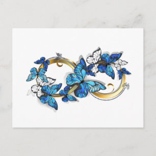 Symbool oneindigheid van Blauwe Morpho Vlinders Feestdagenkaart