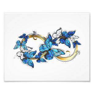 Symbool oneindigheid van Blauwe Morpho Vlinders Foto Afdruk