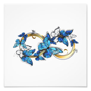 Symbool oneindigheid van blauwe Morpho vlinders Foto Afdruk