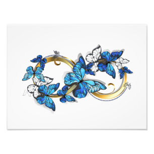 Symbool oneindigheid van blauwe Morpho vlinders Foto Afdruk