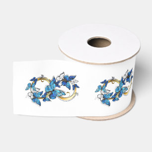 Symbool oneindigheid van Blauwe Morpho Vlinders Grosgrain Lint