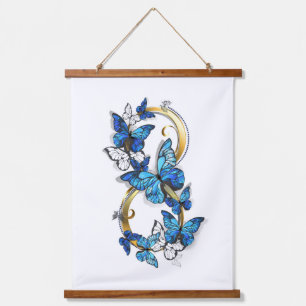 Symbool oneindigheid van Blauwe Morpho Vlinders Hangend Wandkleed