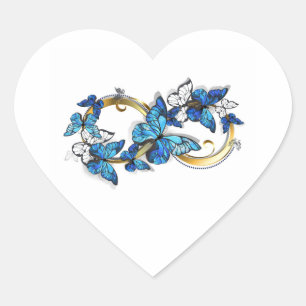 Symbool oneindigheid van Blauwe Morpho Vlinders Hart Sticker