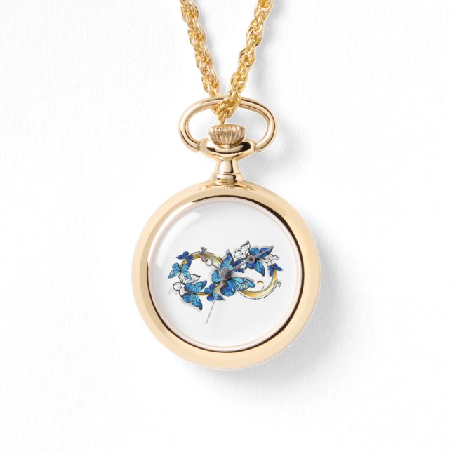 Symbool oneindigheid van Blauwe Morpho Vlinders Horloge (Voorkant)