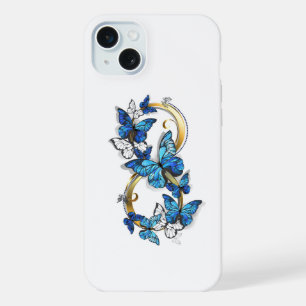 Symbool oneindigheid van blauwe Morpho vlinders iPhone 15 Plus Case