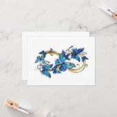 Symbool oneindigheid van Blauwe Morpho Vlinders Kaart (Voorkant / Achterkant in situ)