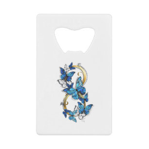 Symbool oneindigheid van Blauwe Morpho Vlinders Kredietkaart Flessenopener