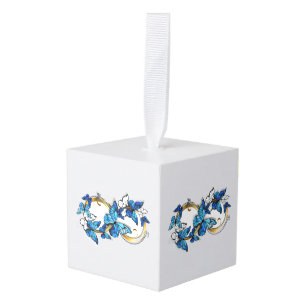 Symbool oneindigheid van Blauwe Morpho Vlinders Kubus Ornament