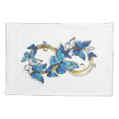 Symbool oneindigheid van Blauwe Morpho Vlinders Kussensloop (Achterkant-Links)