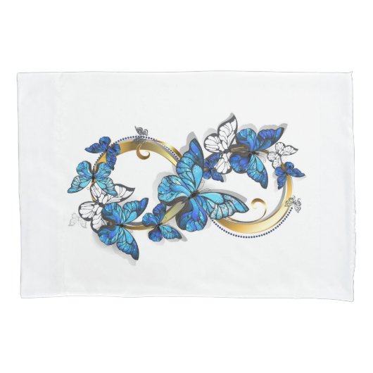 Symbool oneindigheid van Blauwe Morpho Vlinders Kussensloop (Voorkant-Links)