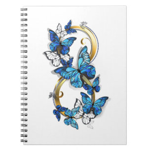 Symbool oneindigheid van blauwe Morpho vlinders Notitieboek