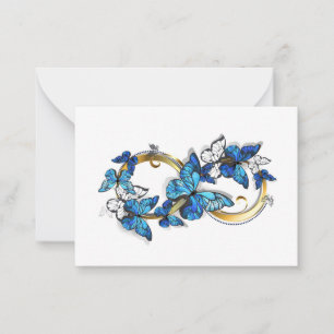 Symbool oneindigheid van blauwe Morpho vlinders Notitiekaartje