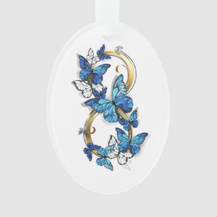 Symbool oneindigheid van Blauwe Morpho Vlinders Ornament