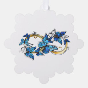 Symbool oneindigheid van blauwe Morpho vlinders Ornament Kaart