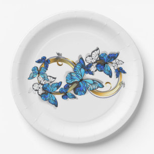 Symbool oneindigheid van Blauwe Morpho Vlinders Papieren Bordje