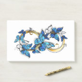 Symbool oneindigheid van blauwe Morpho vlinders Post-it® Notes (Op bureau)