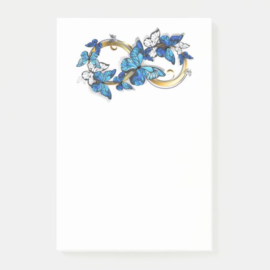 Symbool oneindigheid van blauwe Morpho vlinders Post-it® Notes (Voorkant)