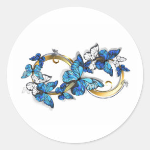 Symbool oneindigheid van Blauwe Morpho Vlinders Ronde Sticker