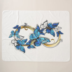 Symbool oneindigheid van blauwe Morpho vlinders Sherpa Deken