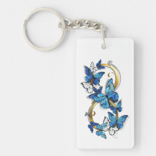 Symbool oneindigheid van blauwe Morpho vlinders Sleutelhanger