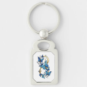 Symbool oneindigheid van Blauwe Morpho Vlinders Sleutelhanger