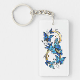 Symbool oneindigheid van Blauwe Morpho Vlinders Sleutelhanger