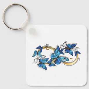 Symbool oneindigheid van blauwe Morpho vlinders Sleutelhanger