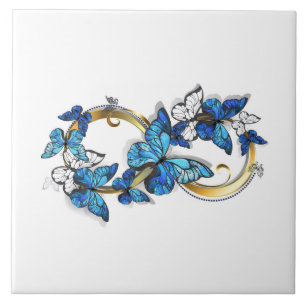 Symbool oneindigheid van blauwe Morpho vlinders Tegeltje