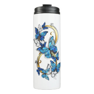 Symbool oneindigheid van Blauwe Morpho Vlinders Thermosbeker