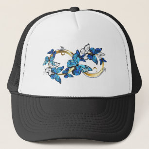 Symbool oneindigheid van blauwe Morpho vlinders Trucker Pet