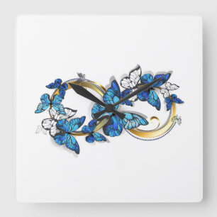 Symbool oneindigheid van blauwe Morpho vlinders Vierkante Klok