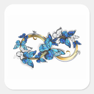 Symbool oneindigheid van blauwe Morpho vlinders Vierkante Sticker