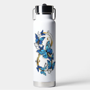 Symbool oneindigheid van blauwe Morpho vlinders Waterfles