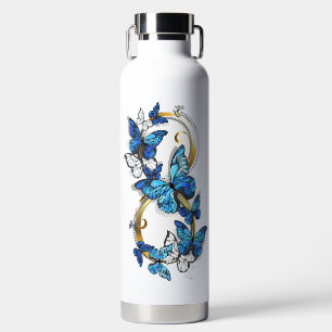 Symbool oneindigheid van blauwe Morpho vlinders Waterfles