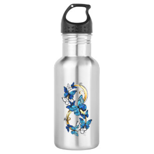 Symbool oneindigheid van blauwe Morpho vlinders Waterfles