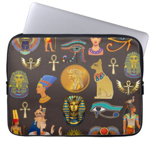 Symbool oude Egyptische Hieroglyphic-patroonlogo Laptop Sleeve