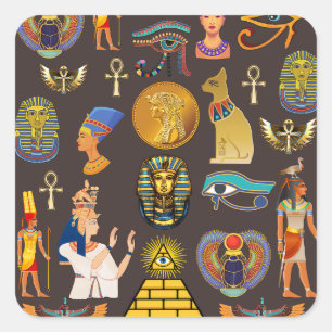 Symbool oude Egyptische Hieroglyphic-patroonlogo Vierkante Sticker