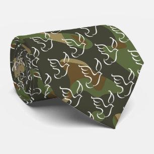 Symbool PEACE DOVE - Groene Camouflage Stropdas