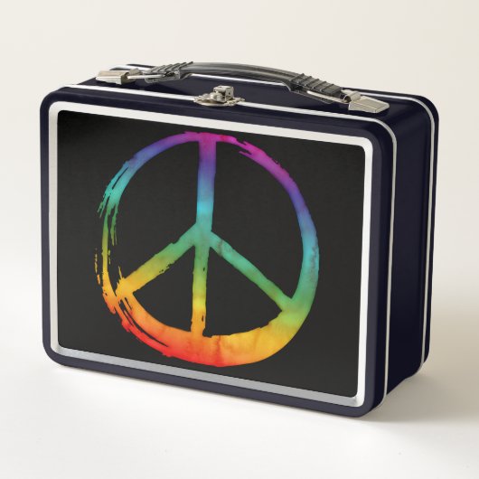 Symbool PEACE — Stropdas van Hippie Waterverf-kleu (Voorkant)