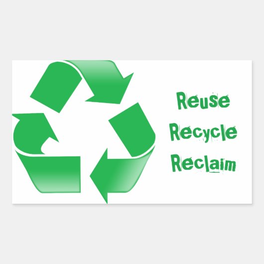 Symbool recyclen rechthoekige sticker (Voorkant)