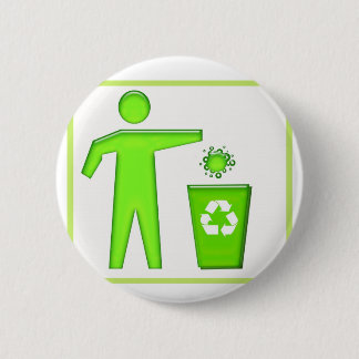 Symbool recyclen ronde button 5,7 cm