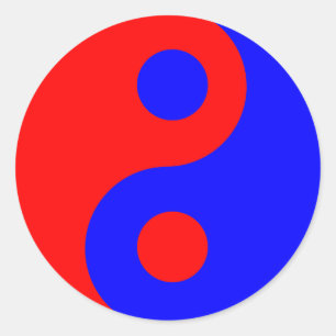 Symbool Red and Blue Yin Yang Ronde Sticker