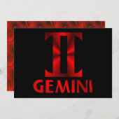 Symbool Red Gemini Horoscope Kaart (Voorkant / Achterkant)