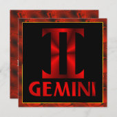 Symbool Red Gemini Horoscope Kaart (Voorkant / Achterkant)