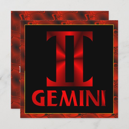 Symbool Red Gemini Horoscope Kaart (Voorkant / Achterkant)