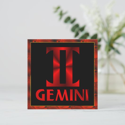 Symbool Red Gemini Horoscope Kaart (Staand voorkant)